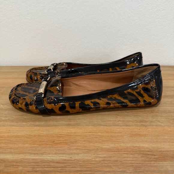 Coach Berdina Patent Leather Leopard Cheetah Flats Loafers Moccasins Size 9.5 - Picture 8 of 13